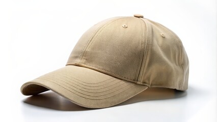 Fototapeta premium Beige baseball cap with a curved brim, beige, baseball cap, hat, headwear, fashion, accessory, clothing, sun protection, outdoor