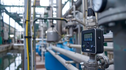 Obraz premium Water Sensors Monitoring Industrial Plant for Efficient Environmental Management
