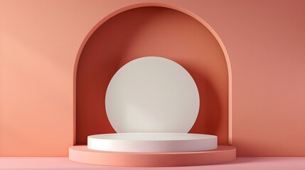 Abstract Minimalist Product Display with Podium and Arch.