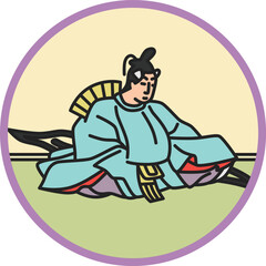 カラー円形シンプル百人一首　参議等