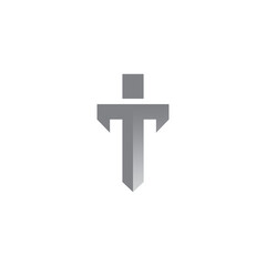 Letter T Sword Logo Design. Sword Icon