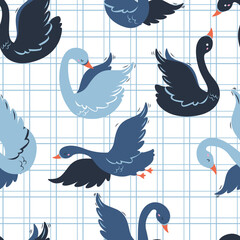 Cute Swan Seamless Pattern