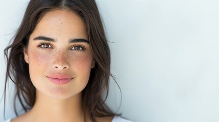 Exceptional quality portrait in a studio shot, showcasing perfectly lit features, close up, professional theme, vibrant, overlay, with a backdrop of a seamless white background