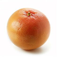 A ripe red grapefruit with a vibrant orange peel, isolated on a white background, showcasing its textured skin and bright, healthy appearance.