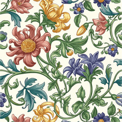 Seamless pattern with flowers and leaves. Floral pattern for wallpaper or fabric