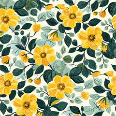 Seamless pattern with flowers and leaves. Floral pattern for wallpaper or fabric