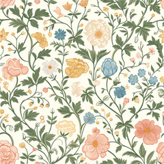 Seamless pattern with flowers and leaves. Floral pattern for wallpaper or fabric