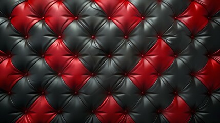 Fototapeta premium Red black tufted leather pattern, comfort upholstery timeless clean to easy