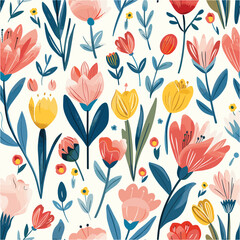 Seamless pattern with flowers and leaves. Floral pattern for wallpaper or fabric
