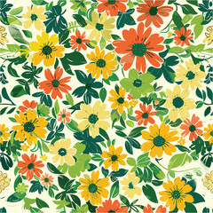 Seamless pattern with flowers and leaves. Floral pattern for wallpaper or fabric