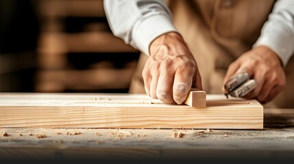Female carpenter in a modern workshop, assembling furniture pieces, highlighting women in skilled trades and contemporary design