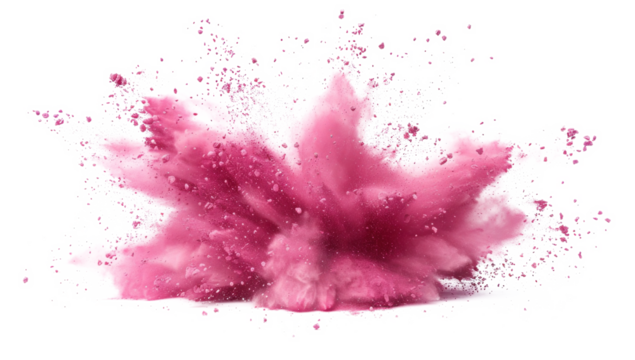 Pink Powder Explosion on Transparent Background