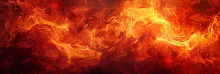 Fototapeta premium Abstract Fire Artwork: A Fiery Dance of Hues - Abstract artwork depicting a fiery blaze with swirling, dynamic forms in warm hues of red, orange, and yellow. - Abstract artwork depicting a fiery blaze