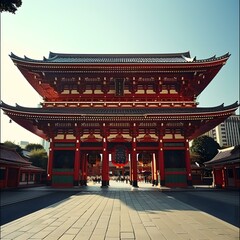 Traditional Japanese Architecture Sensoji Temple Tokyo