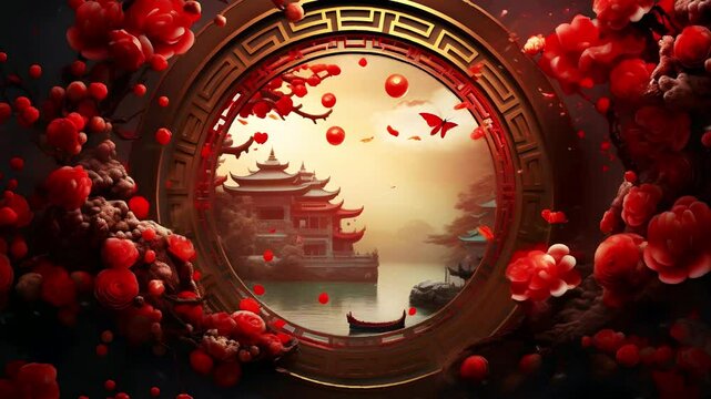Chinese Lunar New Year Traditional Festival Celebration 4K AI Animation