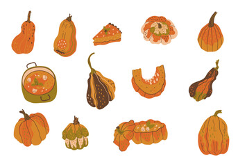 set vegetables pumpkin harvest festival