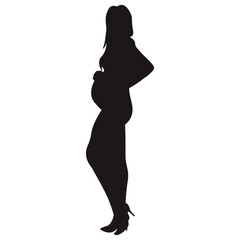 Pregnant woman silhouette. Pregnant woman black icon on white background