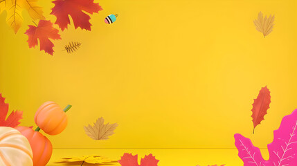 Autumn background with leaves, copy space.