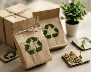 Closeup of biodegradable packaging with a natural texture