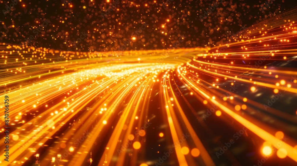 Poster Abstract depiction of light streaking through space, creating a luminous path against a dark backdrop