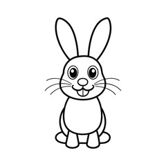 Cartoon funny rabbit line art vector illustration