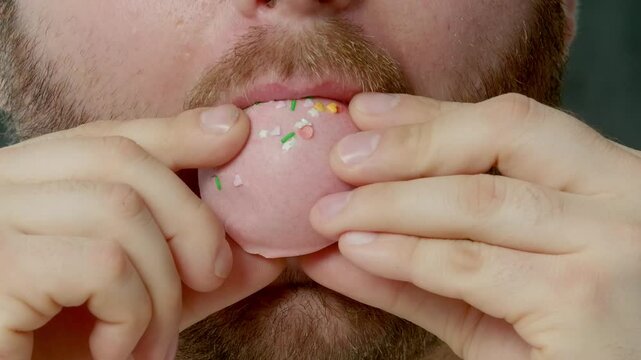 Diabetic problems, inability to resist eating sweets, man with excess weight