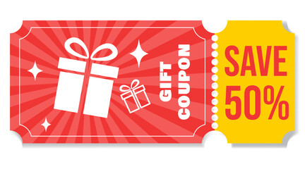 Gift coupon, voucher, Discount, Ticket, vector, template for print and website, electronic coupon