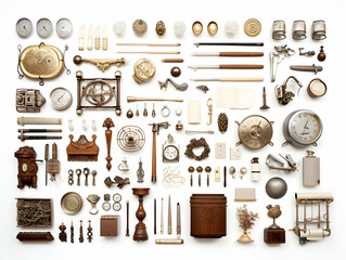 Batch of graphic design elements, graphic and design objects, web design objects, vintage elements, leaf, flowers, fruits, birds, stones