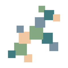 Geometric shape composed of squares of varying sizes. Decorative element for advertising layout, logo, poster, blank and design projects. Set of shades Winter Sky.