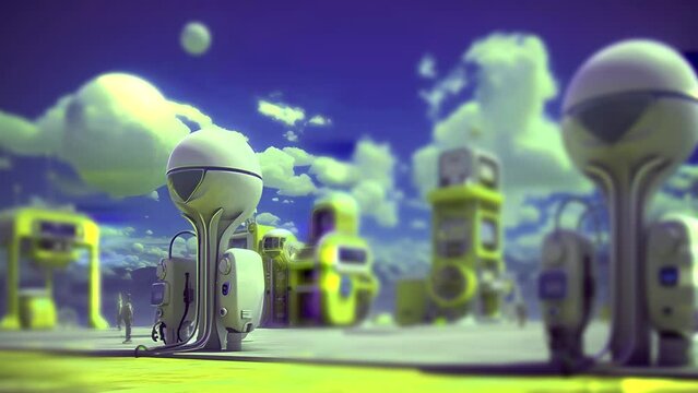 Future Electric Vehicle Charging Station 4K AI Animation