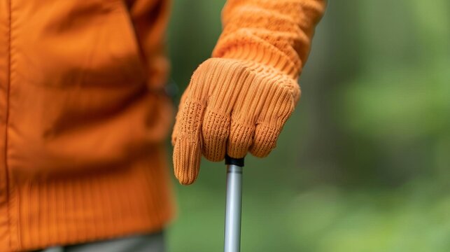 A super sharp image of a blind person with a cane participating in a community event