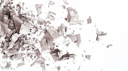 Fototapeta premium Pieces of crumpled paper are isolated on a white background.