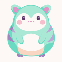 A cute hamster with pink nose and ears on white background