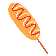 corndog stick with ketchup and mayonnaise illustrations