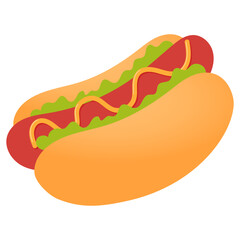 hot dog with ketchup and mustard with sandwich bun illustration
