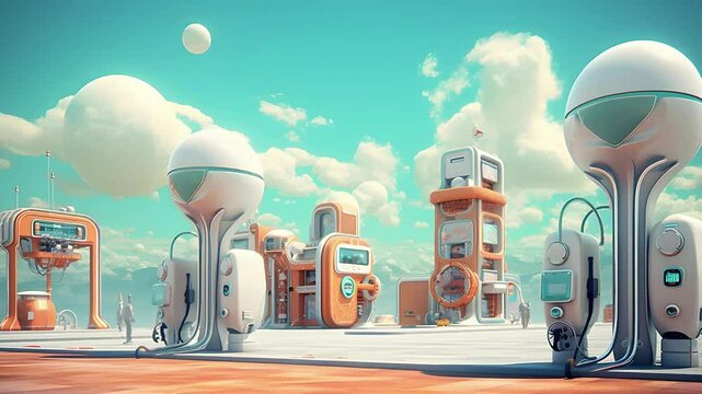 Future Electric Vehicle Charging Station 4K AI Animation
