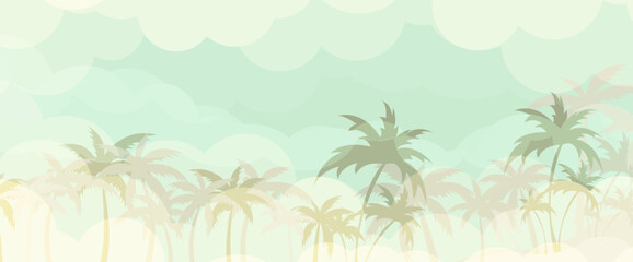 Abstract summer beach party among palm tree