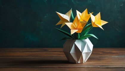 Papercut Floral Arrangement: Origami Flowers in a Vase