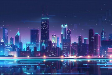 Obraz premium digital art concept featuring vibrant neon cityscape