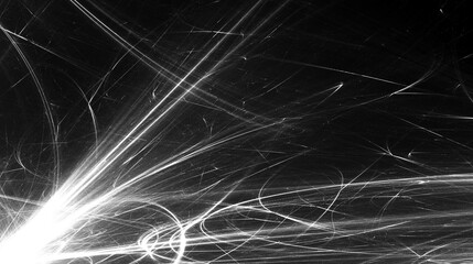 Futuristischer Lichteffekt in hell leuchtender Energiestruktur, schwarz weiss,...