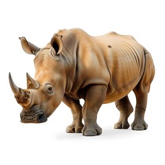 Obraz premium White Rhinoceros Standing on White Background