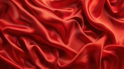 Obraz premium Elegant red silk satin fabric with soft folds, providing a luxurious background for designs