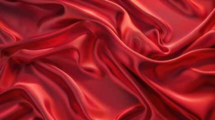 Fototapeta premium Elegant red silk satin texture forming a smooth, luxurious background with design space
