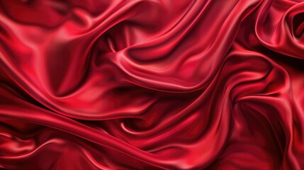 Obraz premium Elegant red silk satin texture forming a smooth, luxurious background with design space