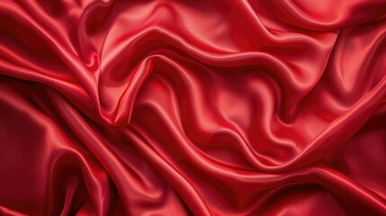 Obraz premium Elegant red silk satin fabric with soft folds, providing a luxurious background for designs