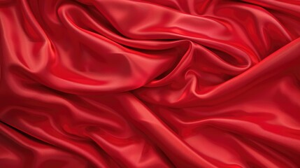Elegant red silk textile waving gracefully, forming a rich flag background