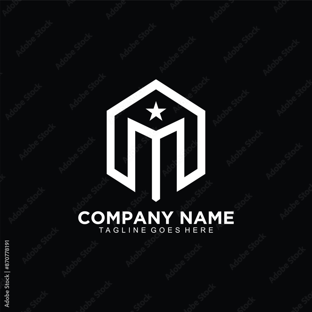 Wall mural m hexagonal logo design concept for business company