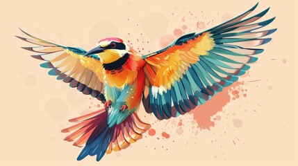 Obraz premium Vibrant Bird in Flight