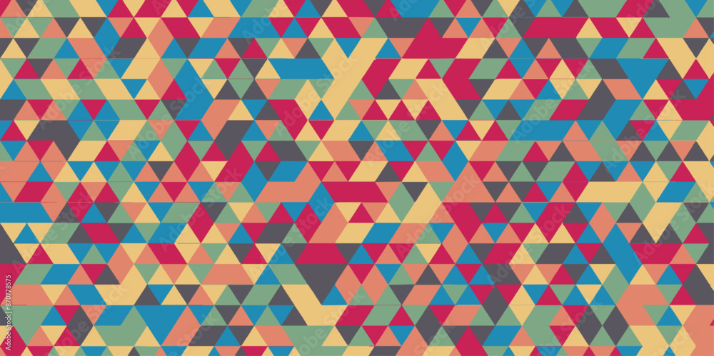 Fototapete Abstract colorful Seamless triangular pattern background. Pattern with random colored Diamonds Generative Art background  Art, Multi Colored, Party Social Event Vector design and modern art template.