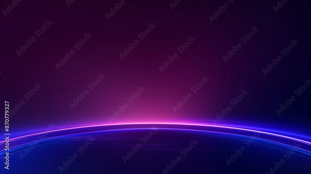 Sticker Glowing arc light strip line purple background